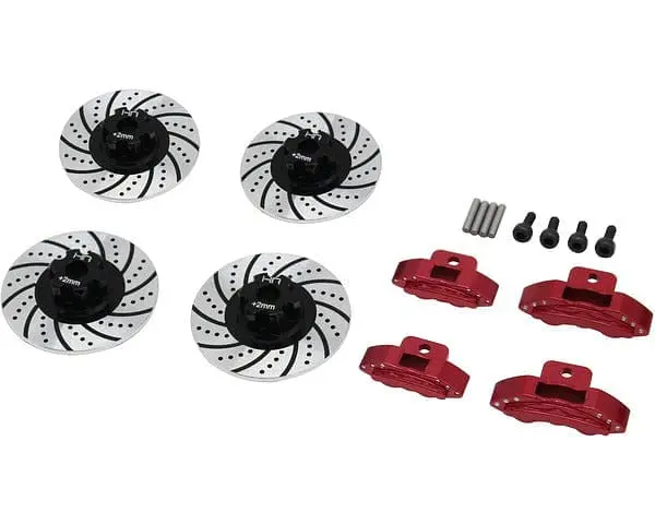 Hratrf10p202 Aluminum Brake Disc W/ Red Calipers, For Traxxas 4-Tec 2.0 1