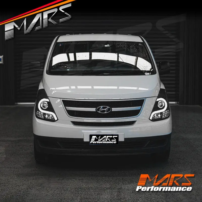 Black Day-Time Led Drl Projector Head Lights For Hyundai Iload & Imax Van 2008-2018 2