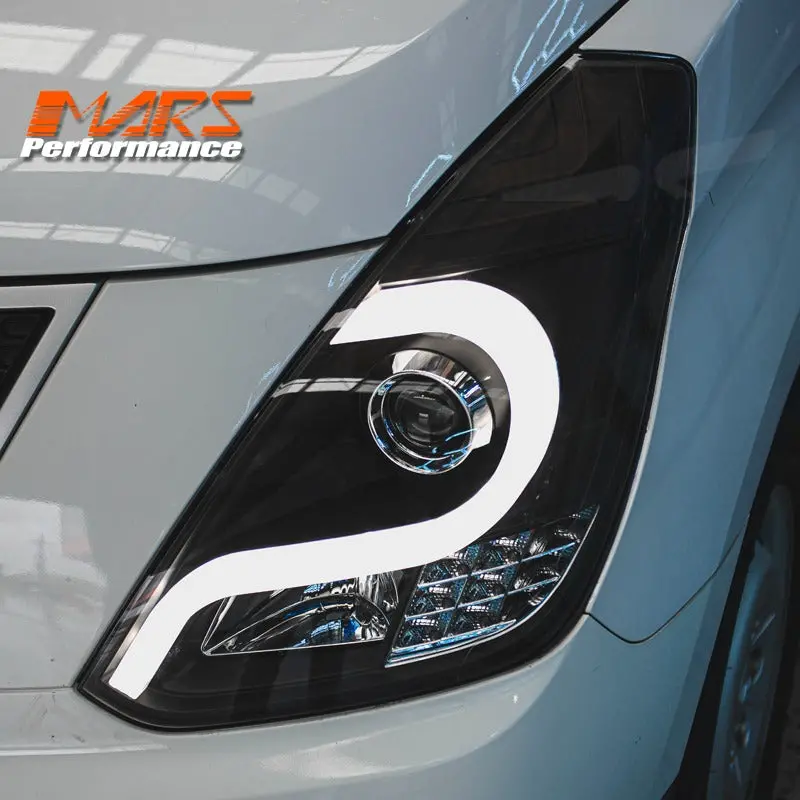 Black Day-Time Led Drl Projector Head Lights For Hyundai Iload & Imax Van 2008-2018 1
