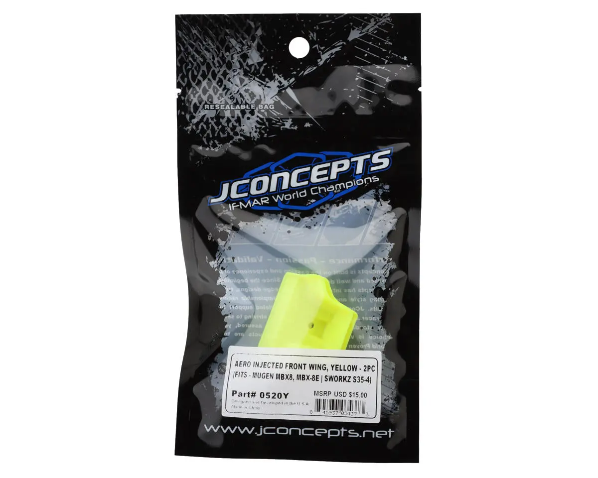 Jconcepts 0520Y Mugen Mbx8/Mbx-8E 1/8 Evo Molded Front Wings (Yellow) 2