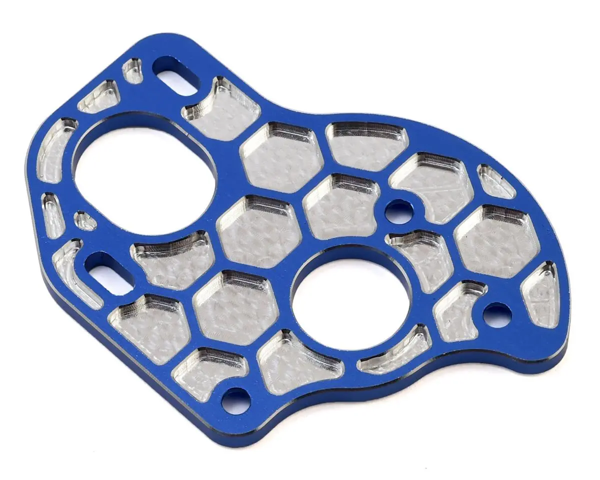 Jconcepts 2408-1 B6.1/B6.1D Aluminum "3 Gear" Layback Honeycomb Motor Plate (Blue) 1