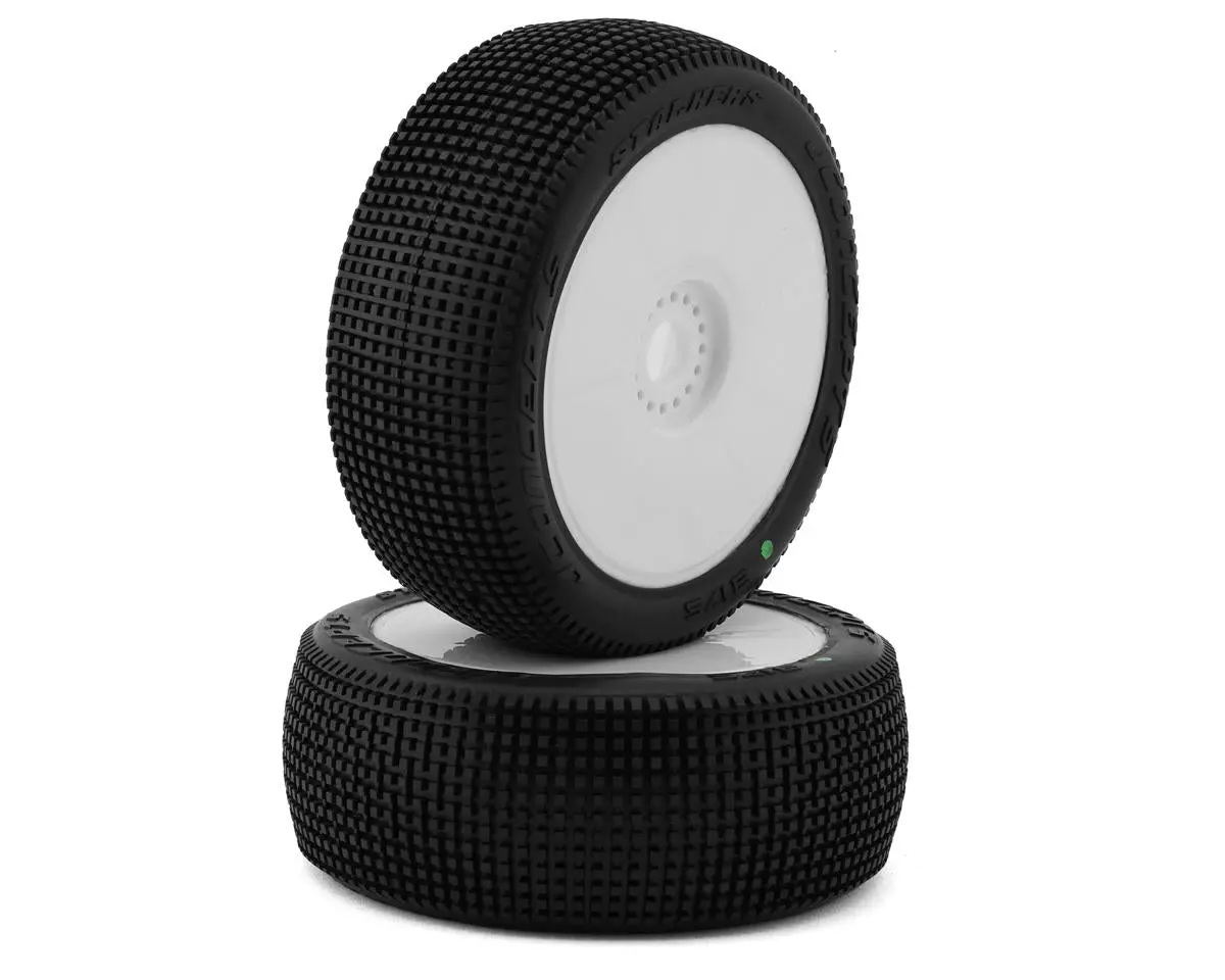 Jconcepts 3175-12 Stalkers 1/8 Pre-Mounted Buggy Tire (White) (Green) 1