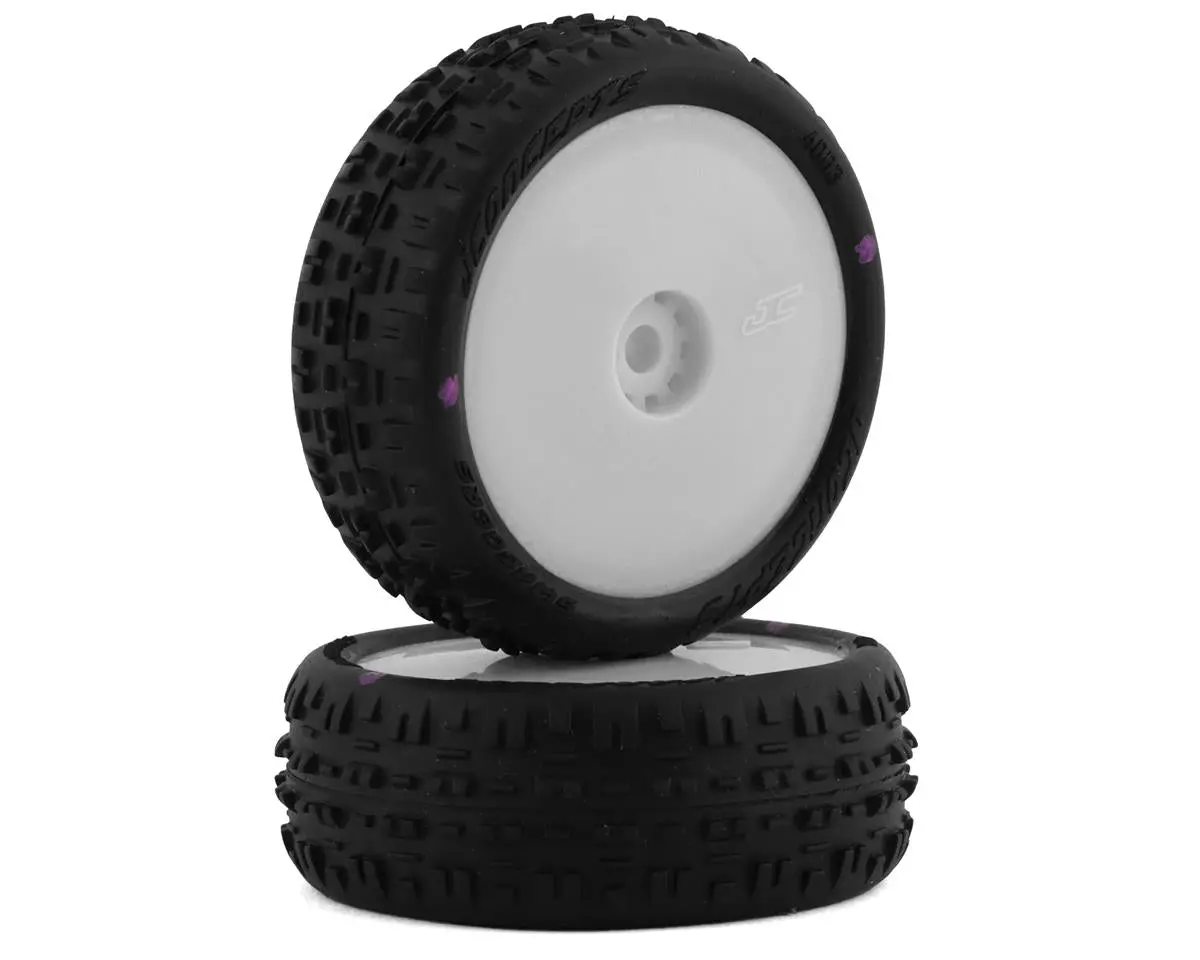Jconcepts 4003-101011 Mini-B Swagger Pre-Mounted Front Tires (White) (2) (Pink) 1
