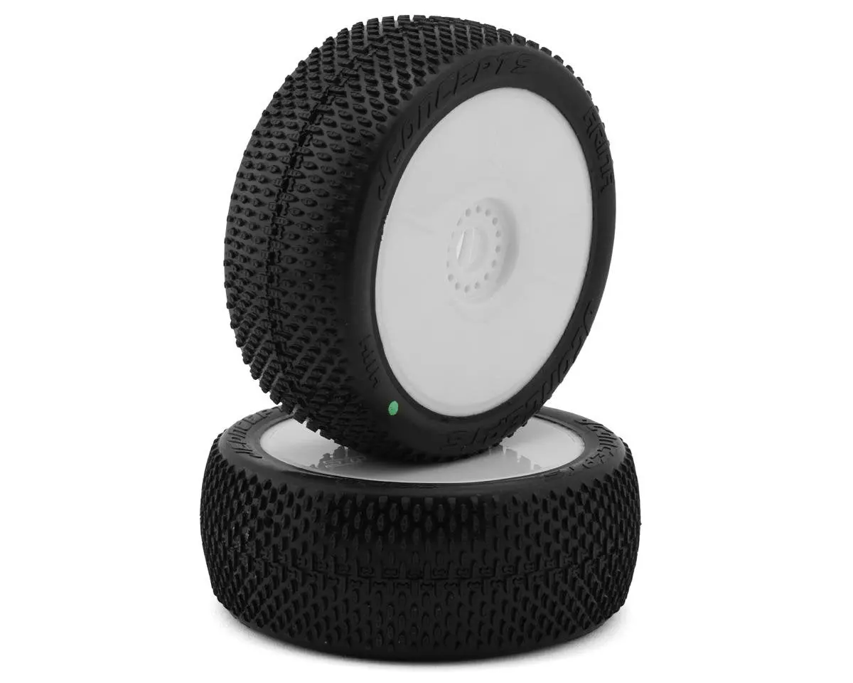 Jconcepts 4114-12 Arina Pre-Mounted 1/8Th Buggy Tires (White) (2) (Green) 1