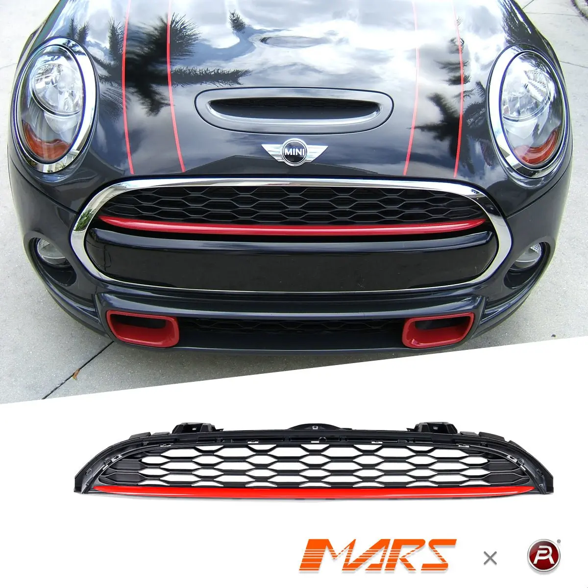 Jcw Red Line Style Front Bumper Bar Grill Grille Bodykit For Mini Cooper & Cooper S F55 F56 F57 2014-2020 1