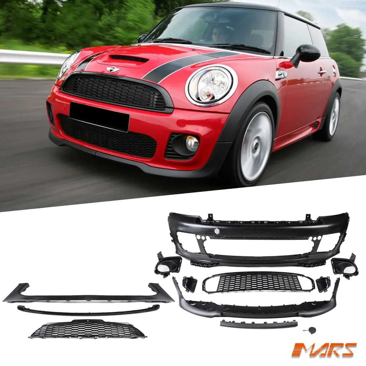 Jcw Style Front Bumper Bar Bodykit & Grille For Mini R55 R56 R57 R58 R59 Cooper / Cooper S 1