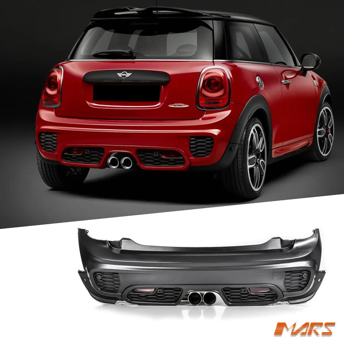 Jcw Style Rear Bumper Bar Bodykit & Exhaust Tips For Mini Cooper F56 Hatch 2014-2020 1