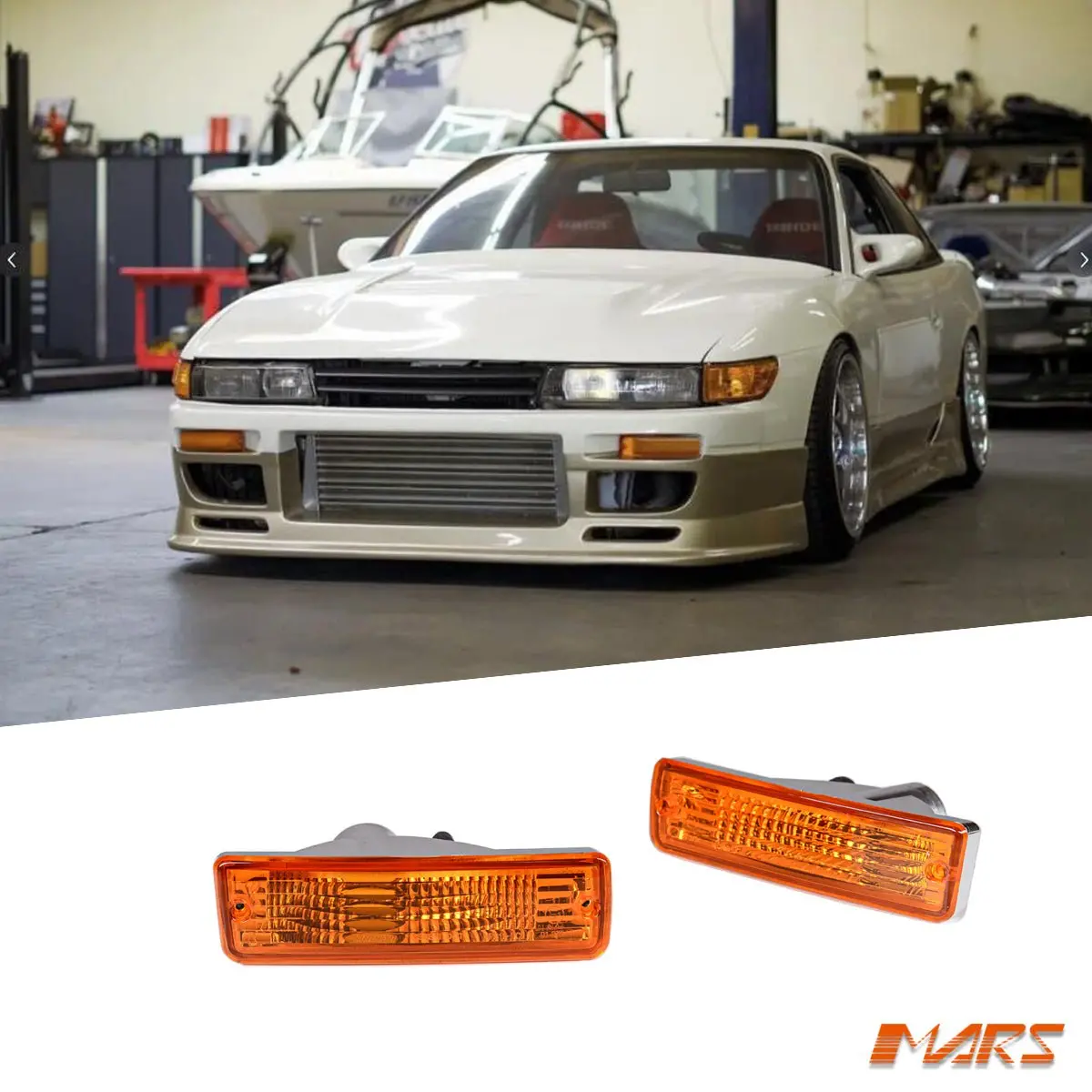 Jdm Amber Front Bumper Bar Turn Signal Indicator Lights For Nissan Silvia S13 1988-1993 1