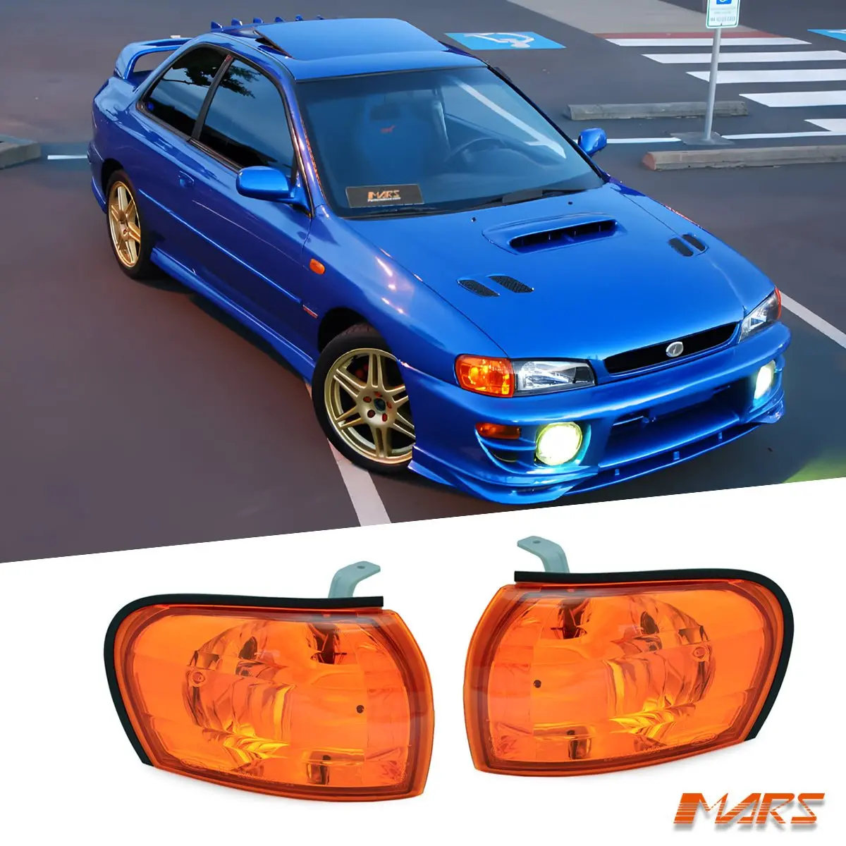 Jdm Amber Side Corner Parker Lights For Subaru Impreza 1993-2000 Gc8 & Gf8 22B 1