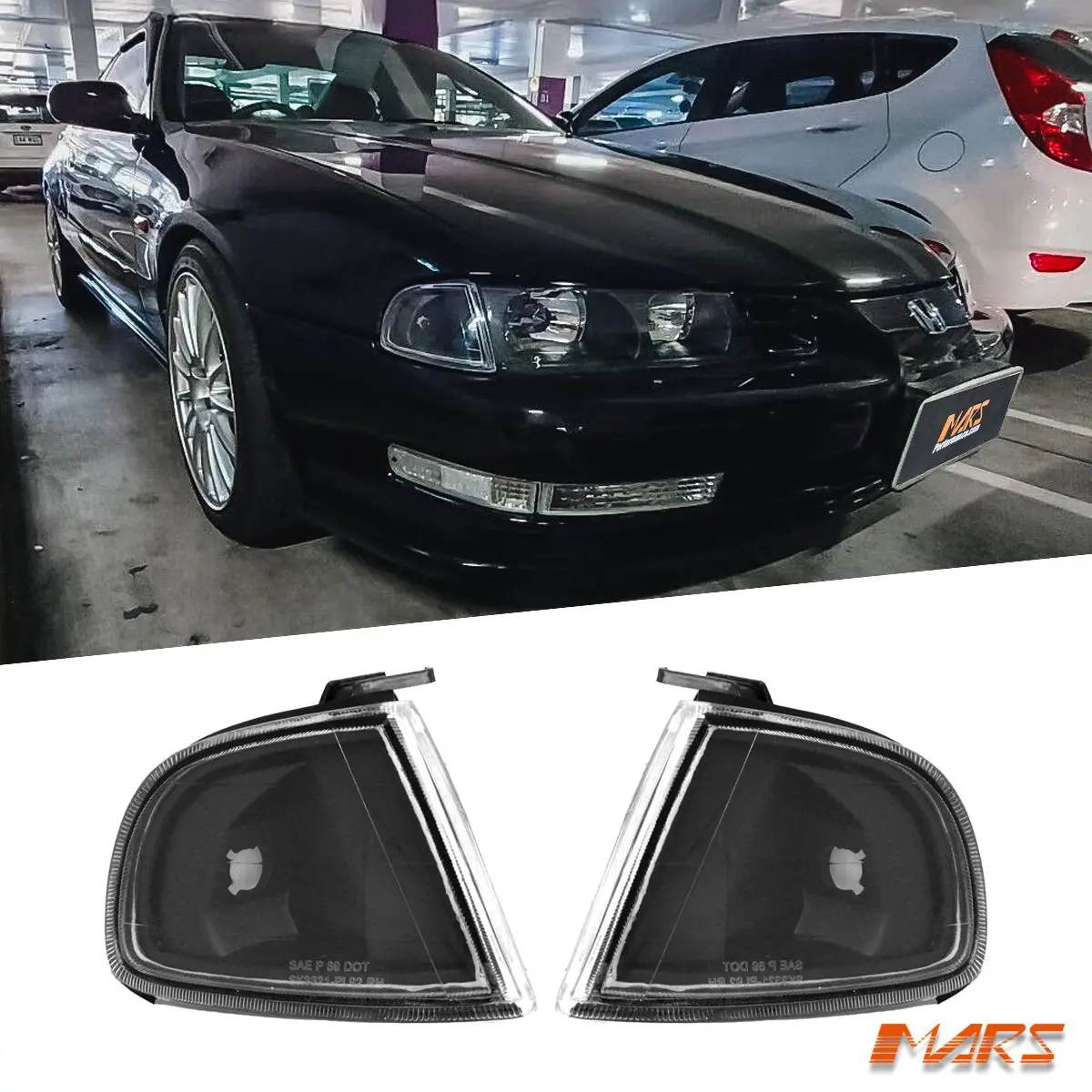 Jdm Black Front Side Corner Lamps Parker Lights For Honda Prelude 1992-1996 1