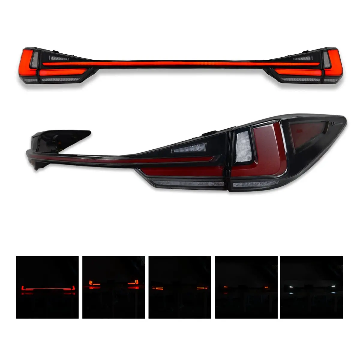 Jdm Black Full Led Tail Lights With Sequential Indicator & Garnish For Lexus Rx Rx200t Rx300 Rx350 Rx450h Al20 2016-2020 1