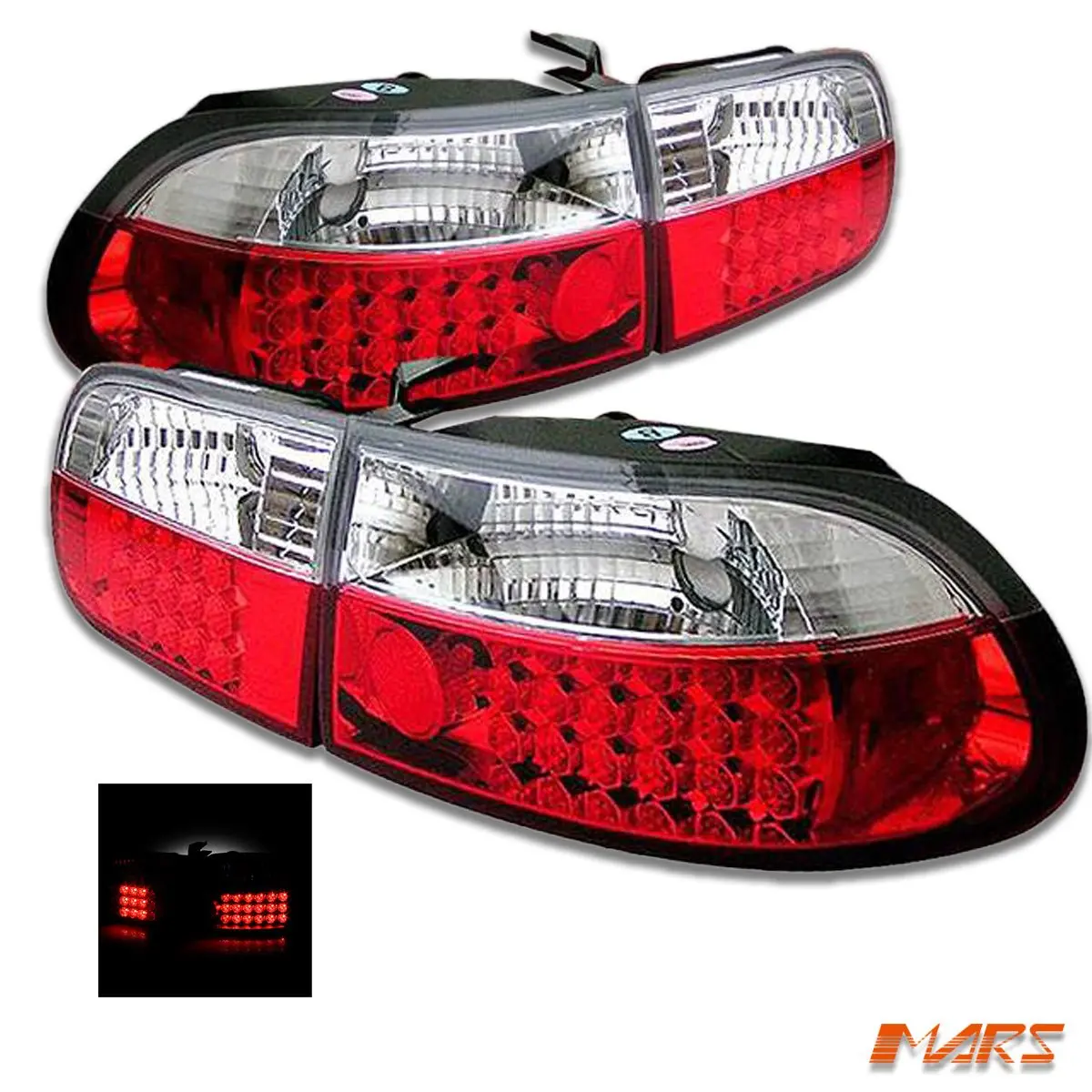 Jdm Clear Red Led Tail Lights For Honda Civic Eg 1992-1995 3 Doors Hatch 1