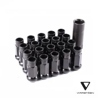 Varrstoen V48 Open Ended Extended Lug Nut Jet Black - 20Pcs With Key 1