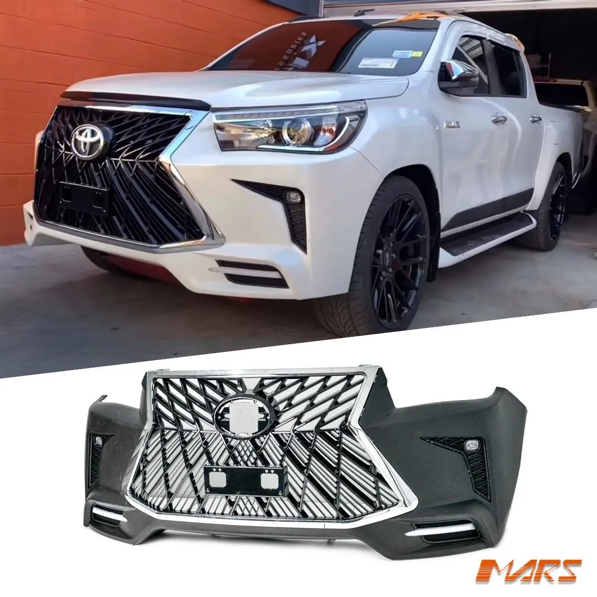 Lx Style Front Bumper Bar Bodykit With Grille & Led Drl For Toyota Hilux Revo & Rocco 2015-2020 1