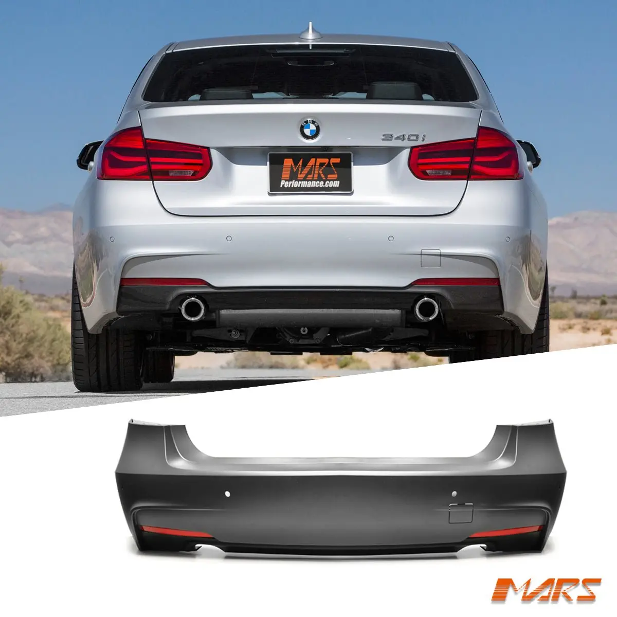 M Sport Style Rear Bumper Bar Bodykit With Twin Exhaust Outlet For Bmw 3-Series F30 Sedan 335I 340I 2012-2018 1