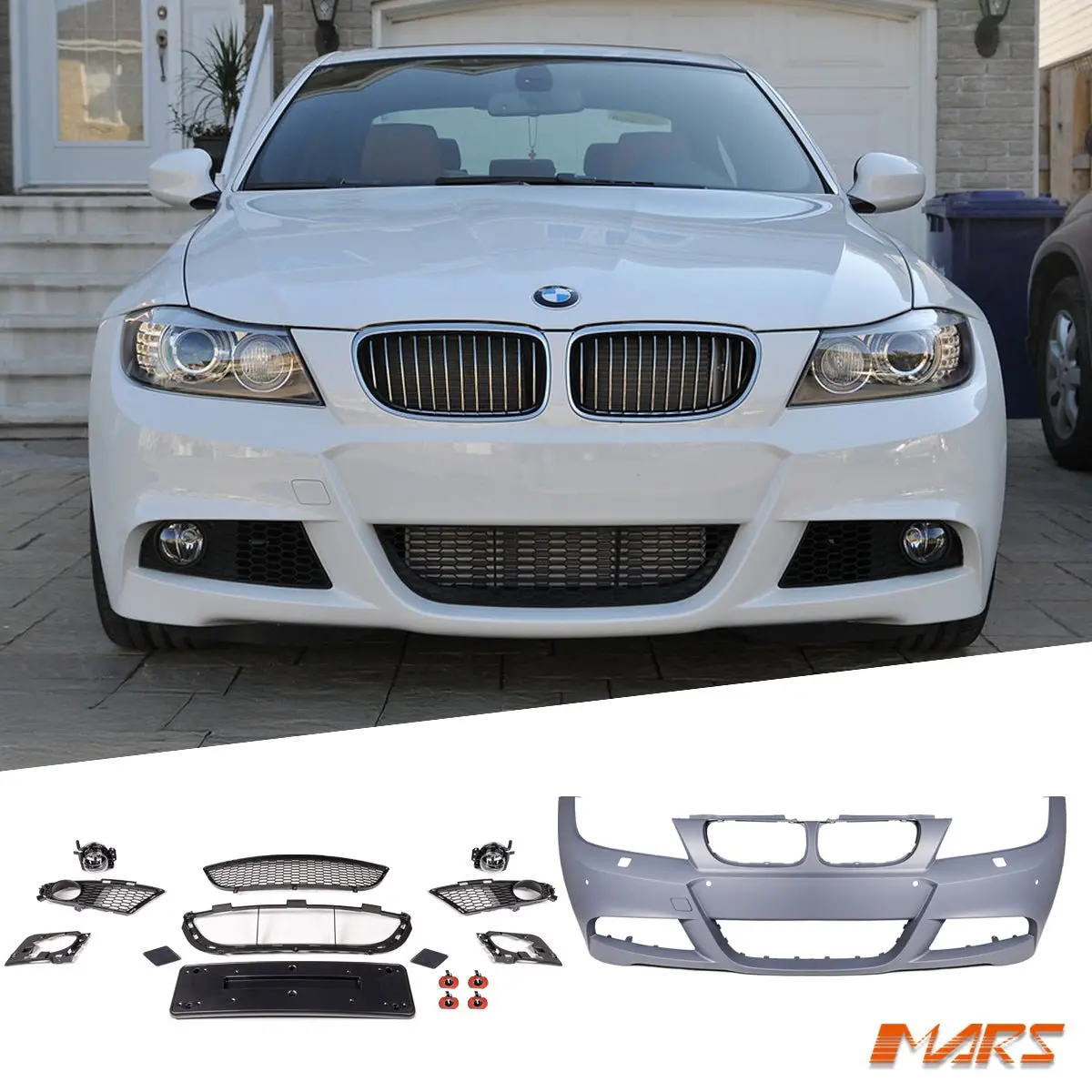 M Tech Sport Style Front Bumper Bar Bodykit For Bmw 3-Series E90 Sedan & E91 Wagon Lci 2009-2011 1