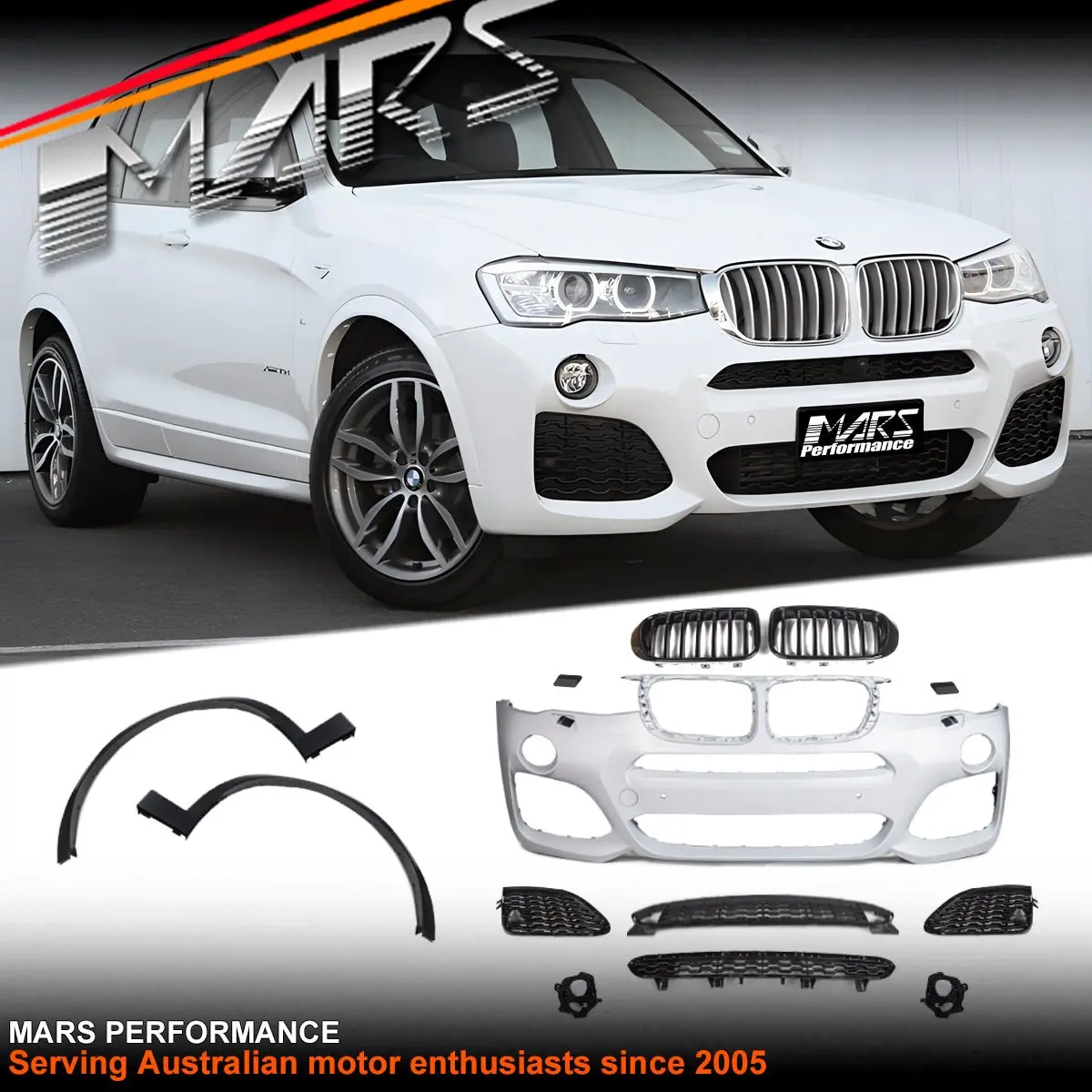 M Tech Sport Style Front Bumper Bar & Wheel Arches Bodykits For Bmw X3 F25 Lci & X4 F26 2014-2018 1