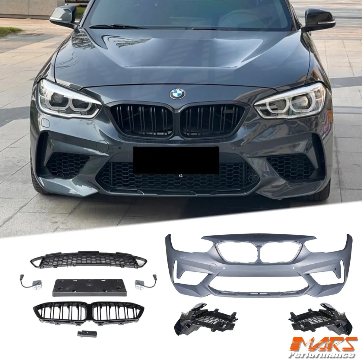 M2 Competition M2c Style Front Bumper Bar Bodykit With Grill For Bmw 1 Series F20 Lci Hatch 2015-2019 1