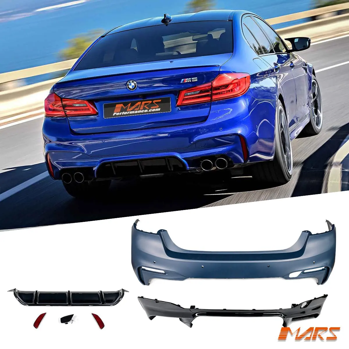 M5 Style Rear Bumper Bar Bodykit With Diffuser For Bmw 5-Series G30 Sedan 2017-2023 1