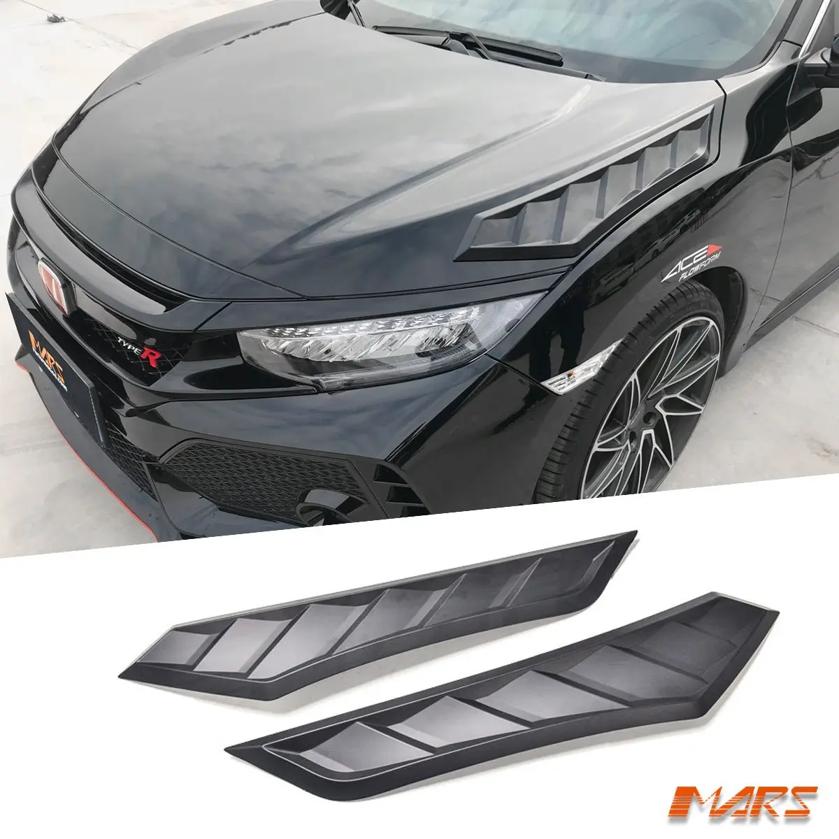 Mars 3D Style Bonnet Hood Scoop Vents Bodykit For Honda Civic Fc Sedan Hatch 2016-2021 1