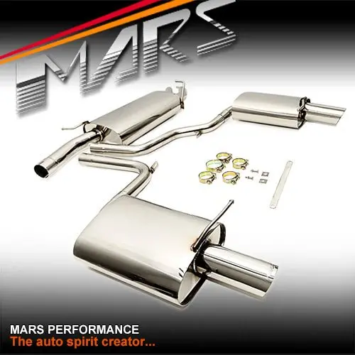 Mars Dual Outlet Twin Muffler Exhaust Catback System For Audi A4 B6 B7 1.8T 2.0T 1