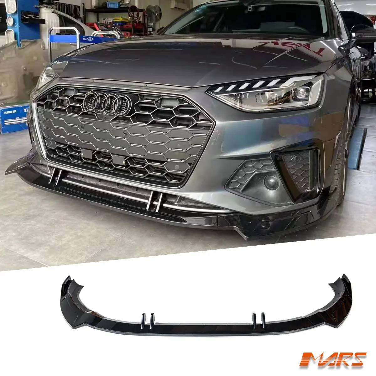 Mars Gloss Black Front Bumper Bar Lip Spoiler Bodykit For Audi B9 S4 & A4 S-Line Sedan Avant 2020-2024 1
