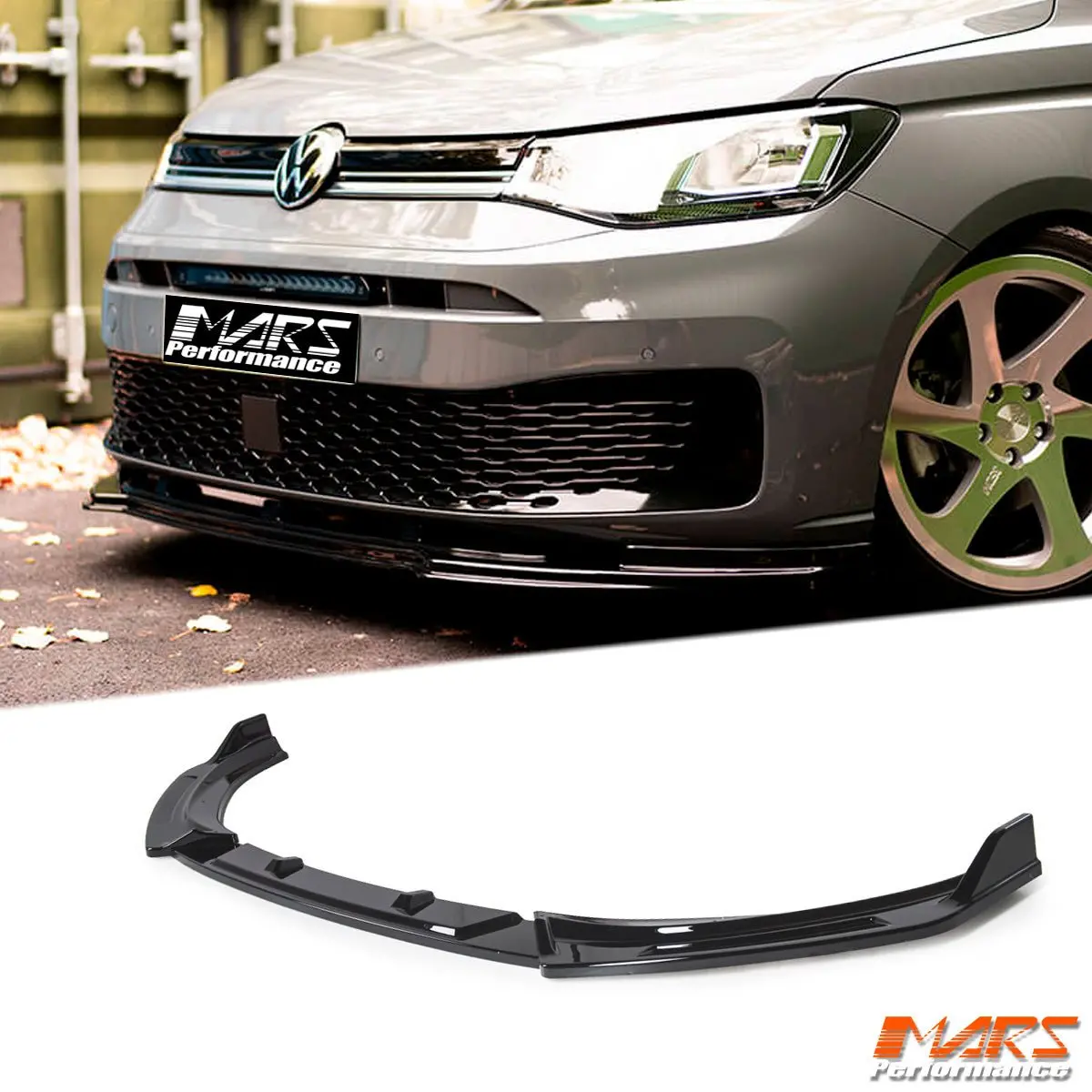 Mars Gloss Black Plastic Front Bumper Bar Lip Spoiler Bodykit For Volkswagen Vw Caddy Mk5 2021-2024 1