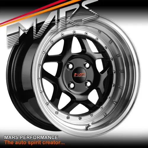 Mars Jdm Mp-30 16X9 Inch Gloss Black With Polished Deep Dish Alloy Wheels Rims 1