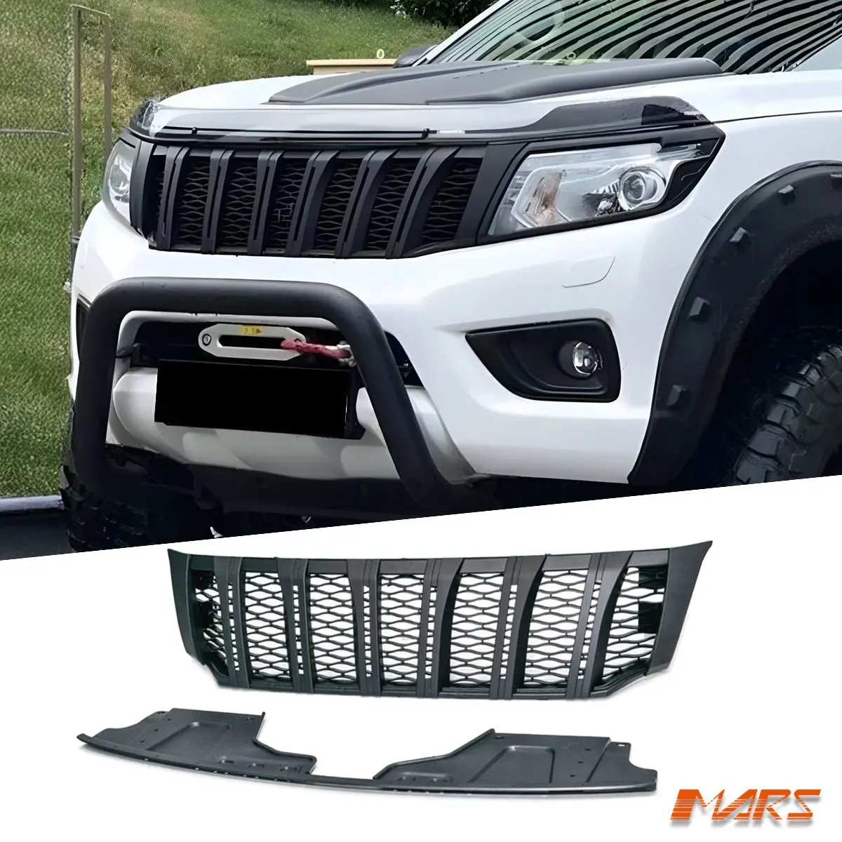 Matt Black Gt Stripe Front Bumper Bar Grille Bodykit For Nissan Navara Ute Np300 D23 2015-2020 1