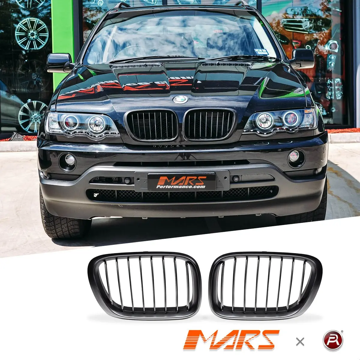 Matt Black M Style Front Kidney Grille Grill Bodykit For Bmw X5 E53 2000-2003 Pre Lci 1