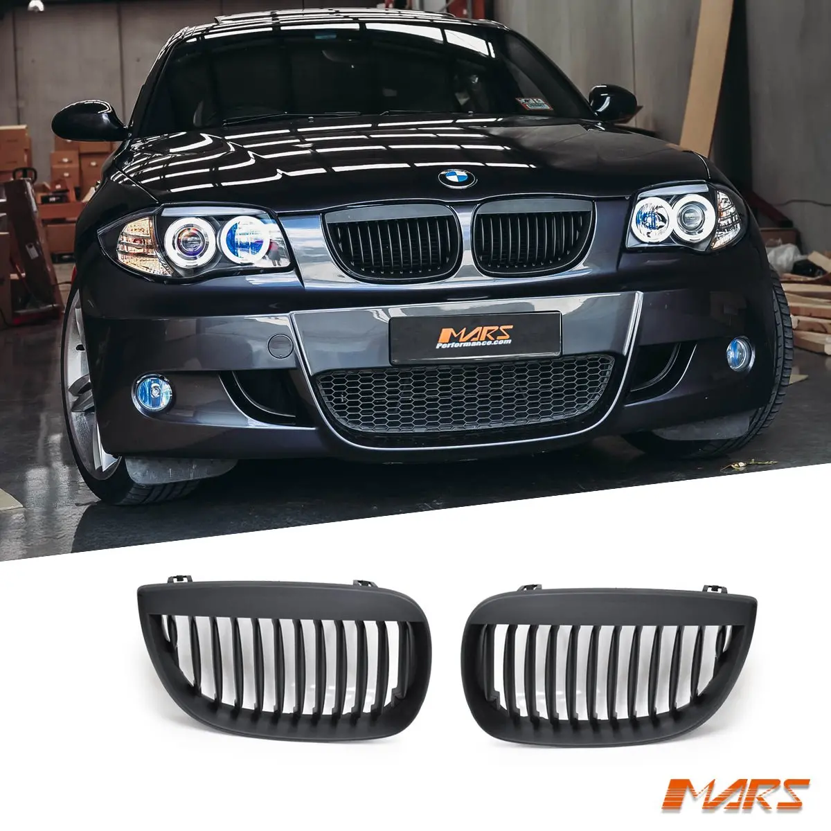 Matt Black M6 Style Front Kidney Grille Bodykit For Bmw 1-Series E87 E81 Pre Lci Hatch 2004-2010 1