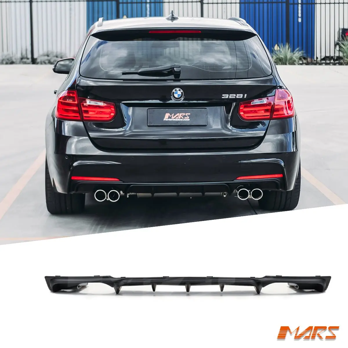 Matt Black Performance Rear Bumper Bar Twin Exhaust Outlet Diffuser Bodykit For Bmw 3-Series F30 F31 M Tech M Sports 2012-2018 1