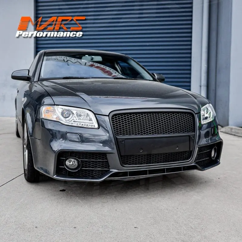 Matt Black Rs Honeycomb Front Bumper Bar Grille Grill Bodykit Without Sensor Holes For Audi A4 B7 2005-2008 1