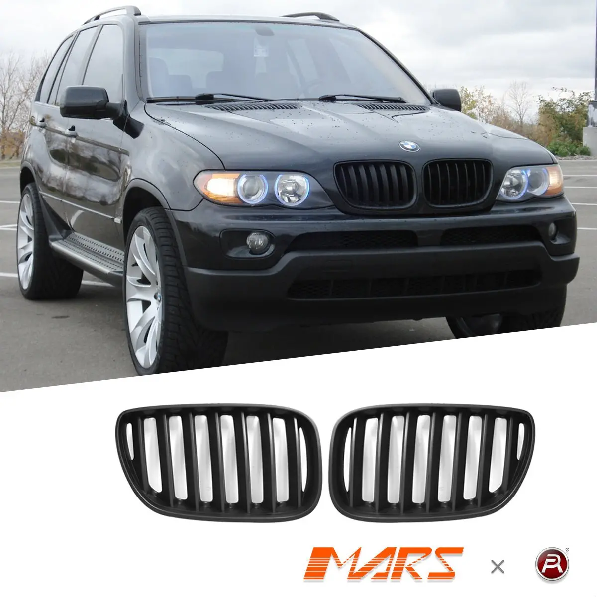 Matt Black X5m Style Front Kidney Grille Grill Bodykit For Bmw X5 E53 Lci 2004-2006 1