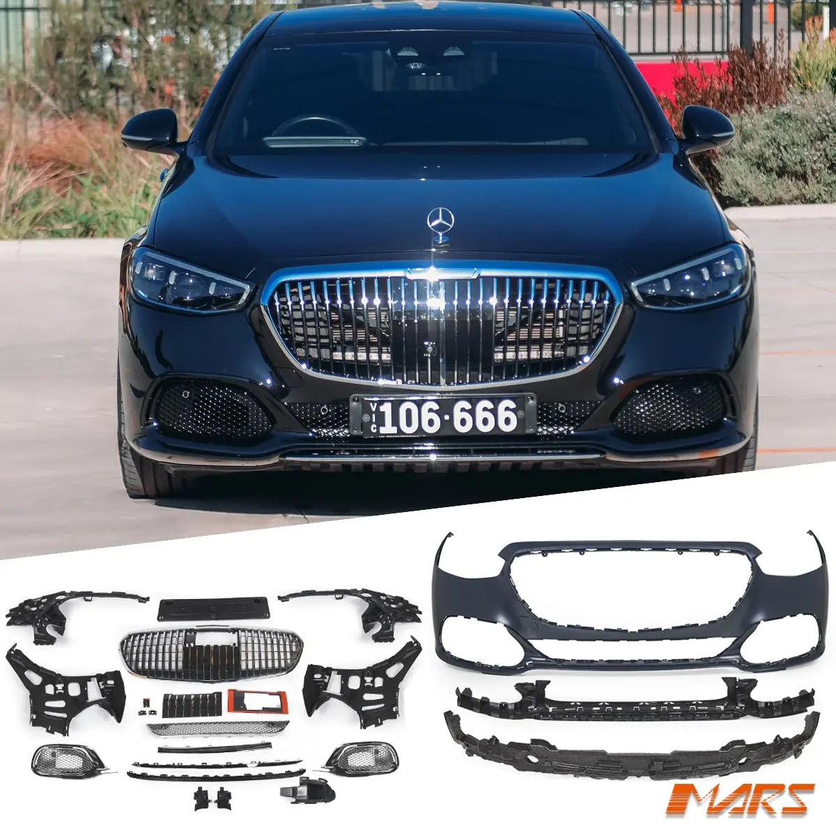 Maybach Style Front Bumper Bar & Grill Bodykit For Mercedes-Benz W223 S-Class 2021-2024 1