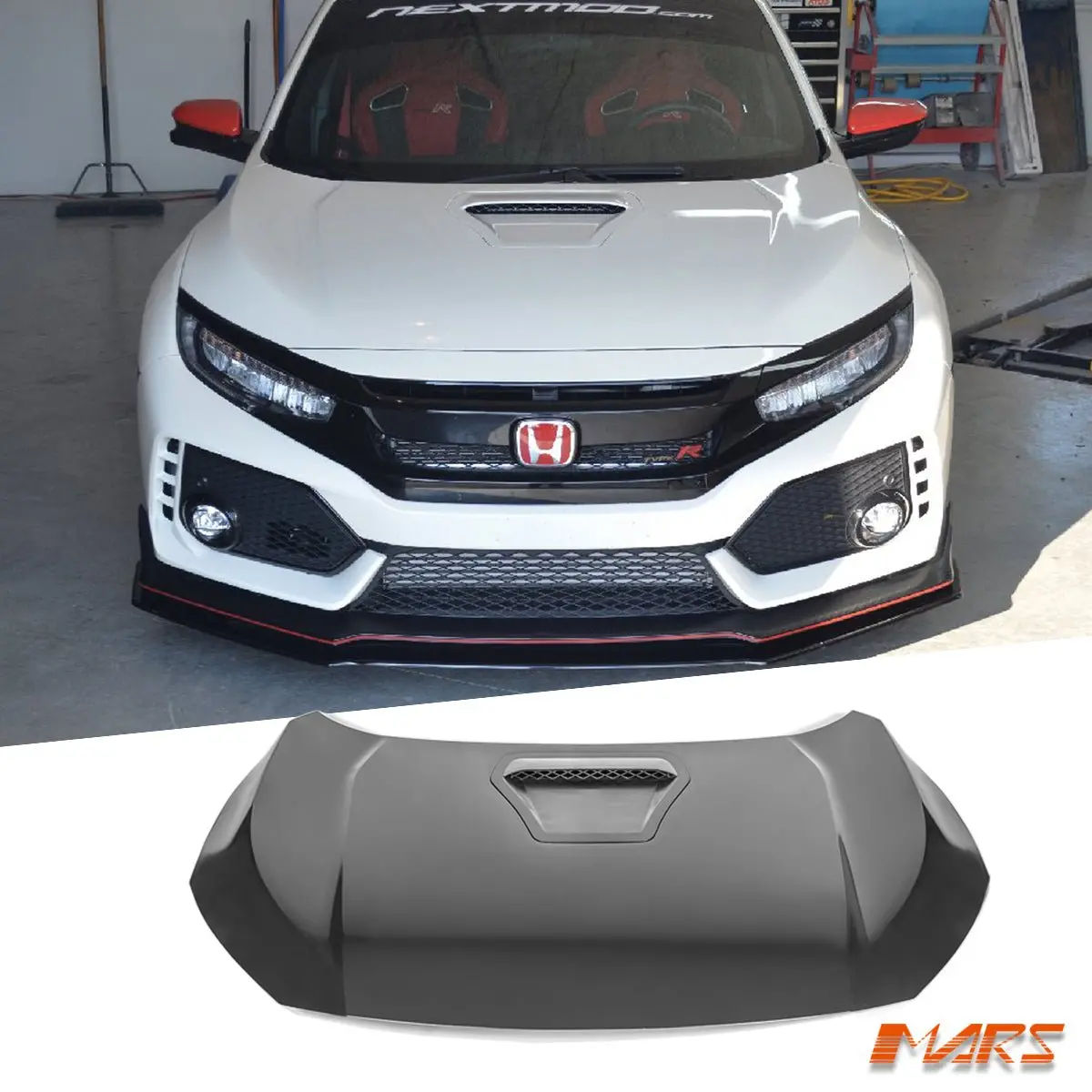 Metal Type-R Style Bonnet Hood With Air Vent Bodykit For Honda Civic X Sedan & Hatch 2016-2021 1