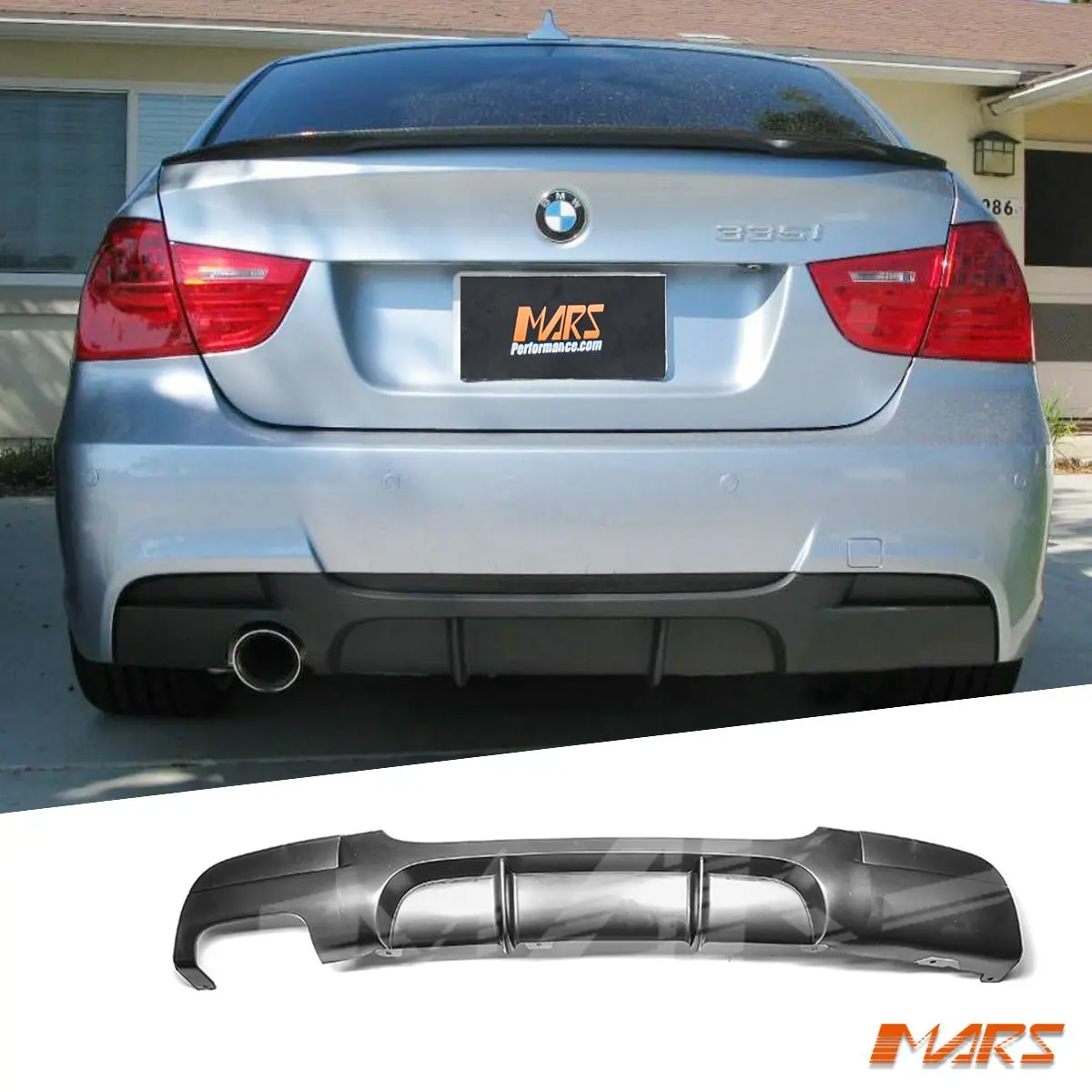 Performance Rear Bumper Bar Bodykit Diffuser With Single Exhaust Outlet For Bmw 3-Series E90 & E91 2005-2012 1
