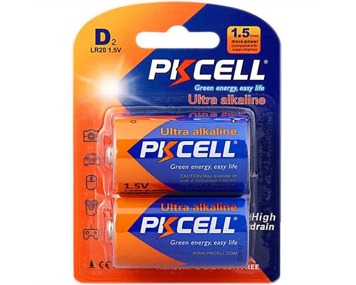 Pkcell Ultra Alkaline Battery Pke510020 (1.5V) D Batteries 2 Pack 1