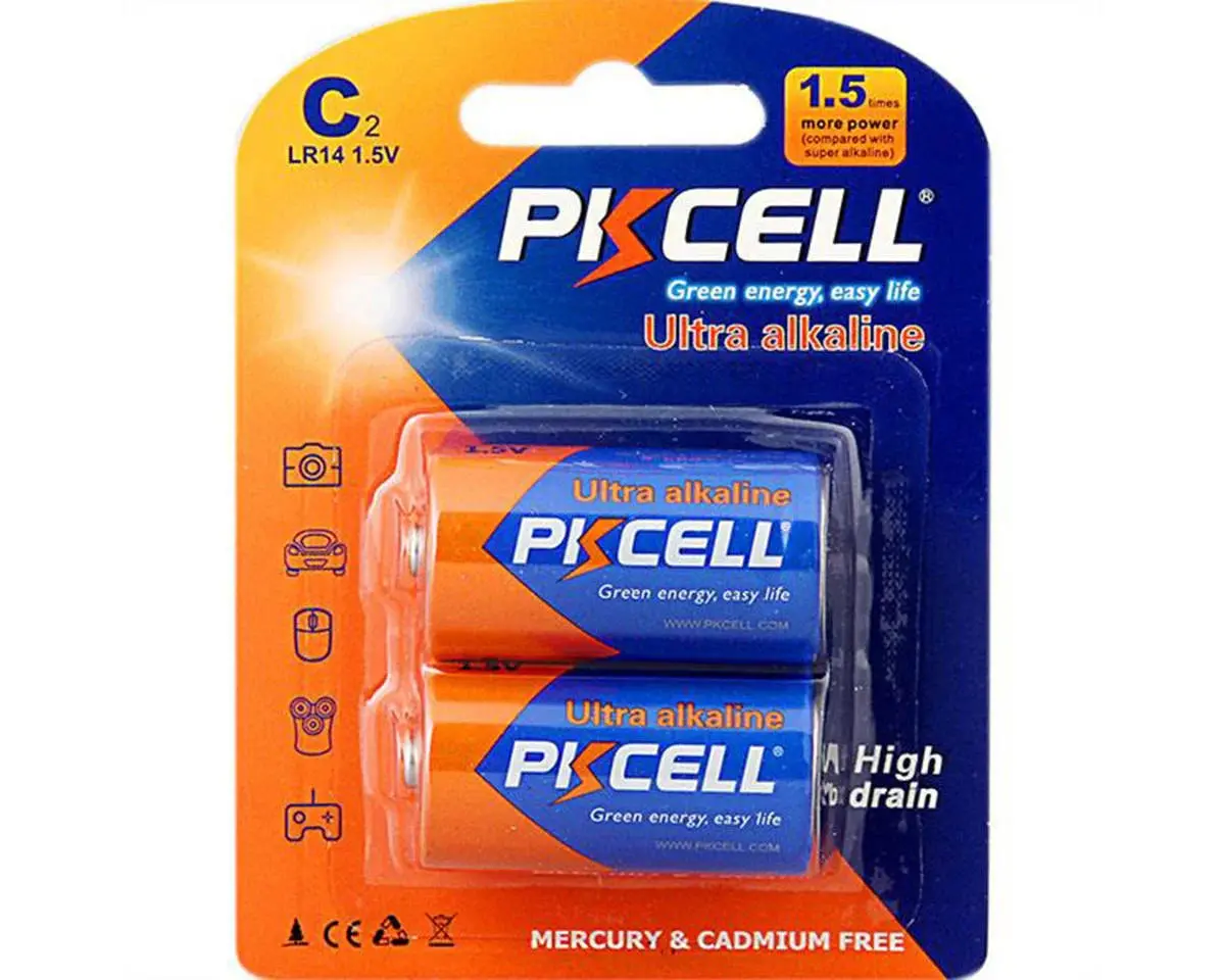 Pkcell Ultra Alkaline Battery Pke510624 (1.5V) C Batteries 2 Pack 1