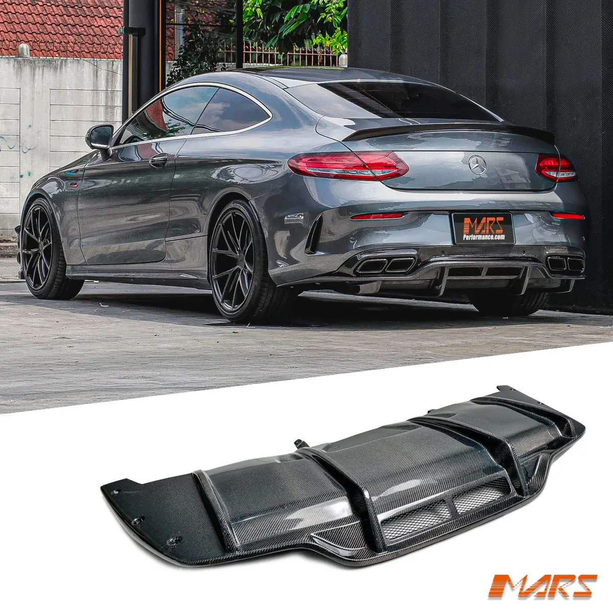 Psm Style Carbon Fibre Rear Bumper Bar Diffuser Bodykit For Mercedes-Benz C205 A205 C63 & C63-S Amg My15-My18 1