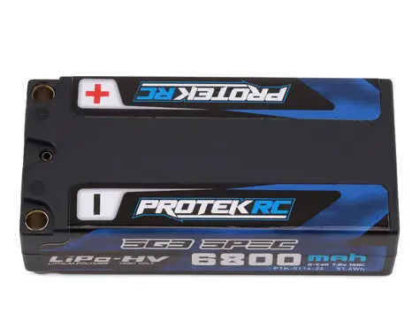 Protek Rc Ptk-5114-26 2S 150C Low Ir Sg3 Hv Shorty Lipo Battery (7.6V/6800Mah) W/5Mm Connectors (Roar Approved) 1
