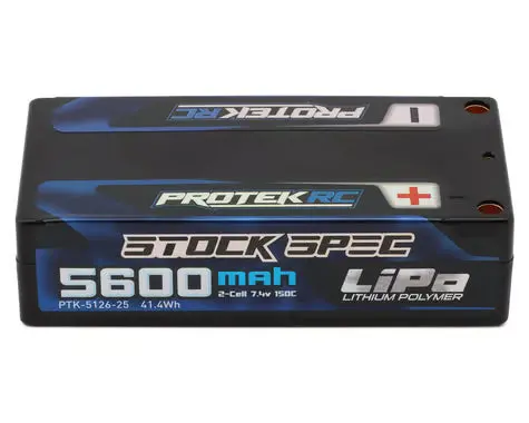 Protek Rc Ptk-5126-25 2S 150C Low Ir Si-Graphene "Stock Spec" Shorty Lipo Battery (7.4V/5600Mah) (Roar Approved) 1