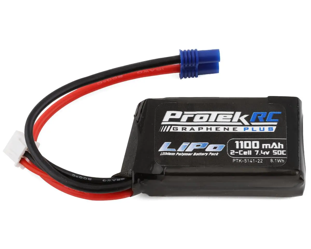 Protek Rc Ptk-5141-22 2S 50C 1100Mah Losi Mini T/B & Jrx2 Lipo Battery W/Ec2 Connector 1