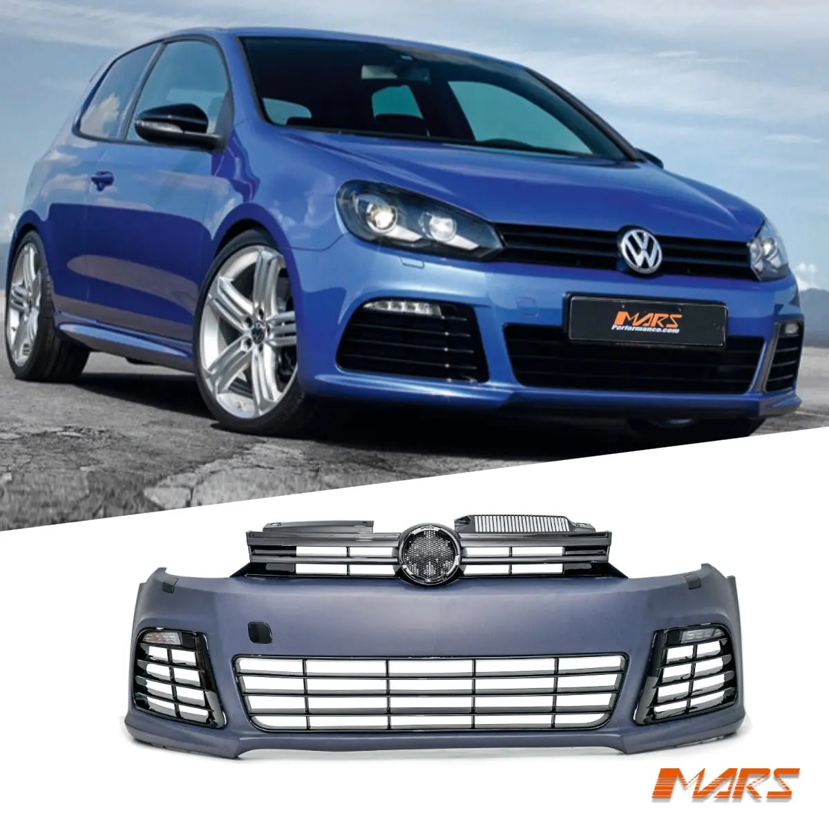 R-20 Style Front Bumper Bar Bodykit With Grille & Led Drl Lights For Volkswagen Vw Golf Vi Mk-6 2009-2013 1