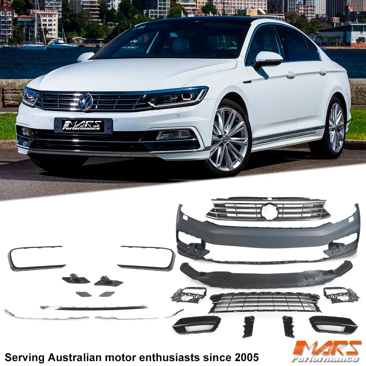 R Line Style Front Bumper Bar Bodykit With Grill For Volkswagen Vw Passat B8 2015-2019 1