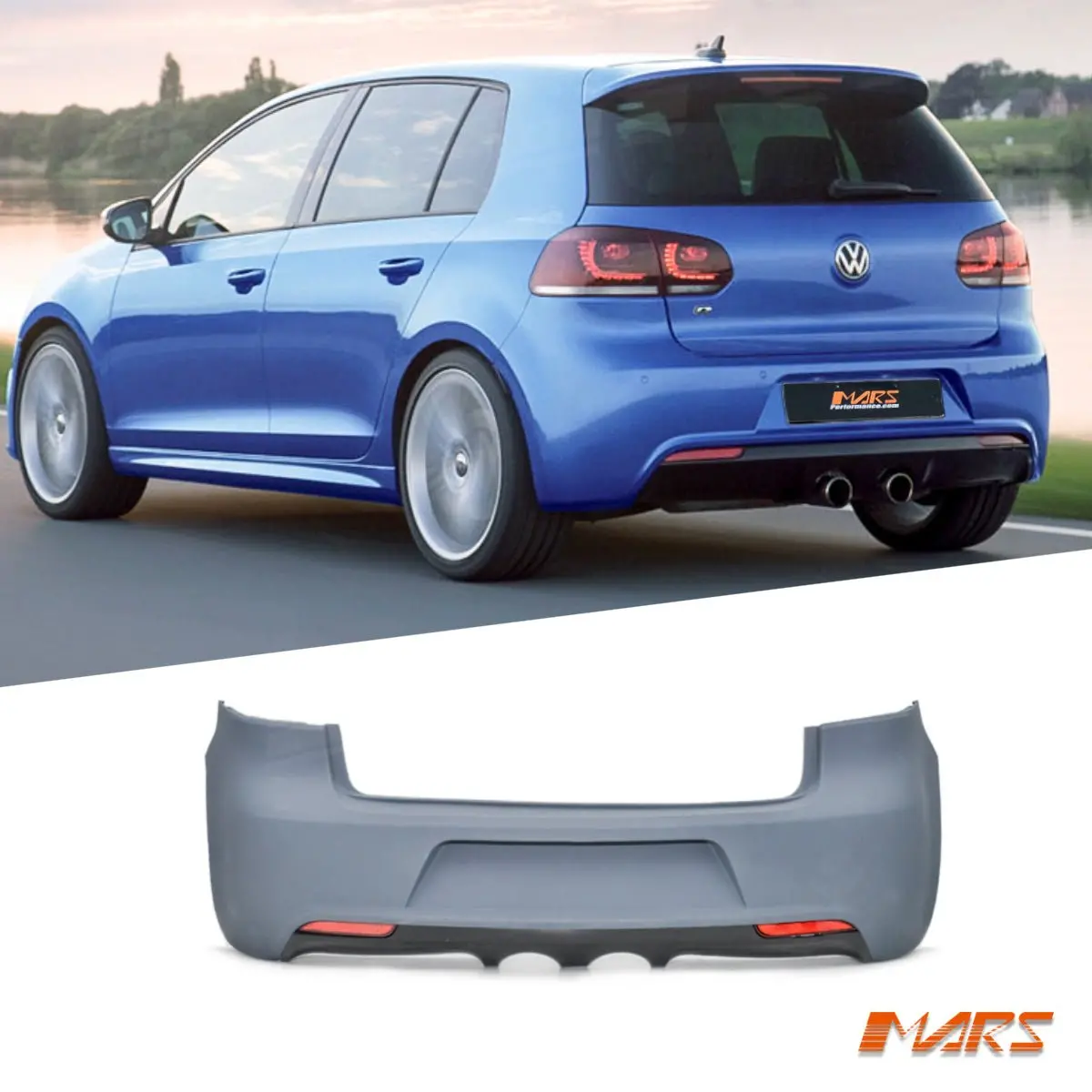 R20 Style Rear Bumper Bar Bodykit With Twin Exhaust Outlet For Volkswagen Vw Golf Vi Mk-6 2009-2013 1