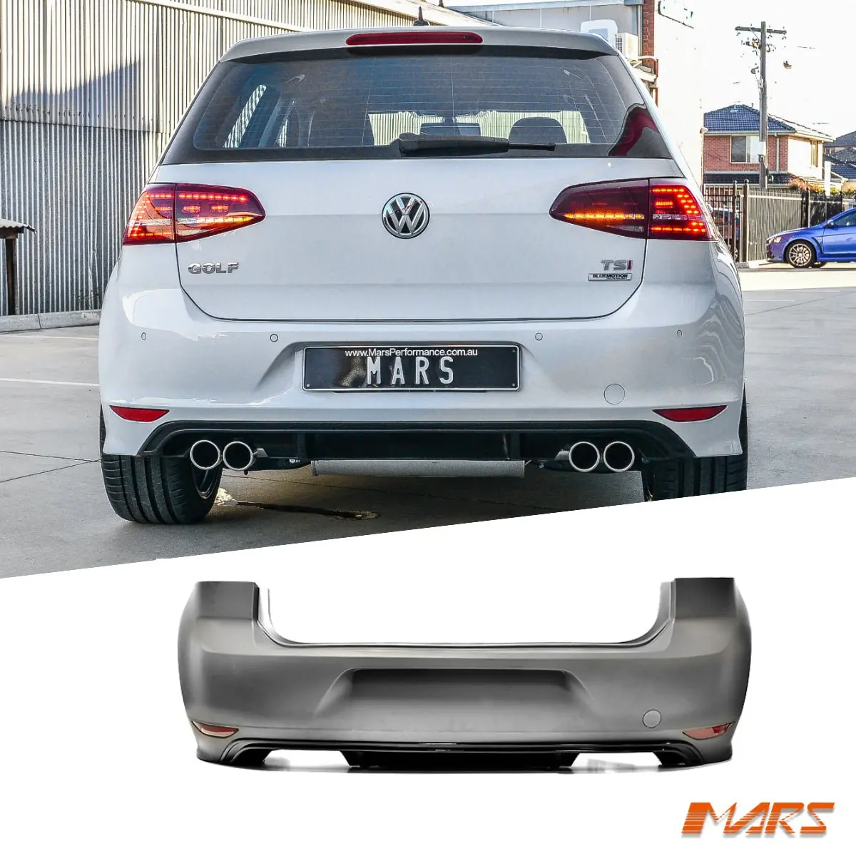 R20 Style Rear Bumper Bar Boidykit With Twin Exhaust Outlet For Volkswagen Vw Golf Vii Mk-7 & Gti 1