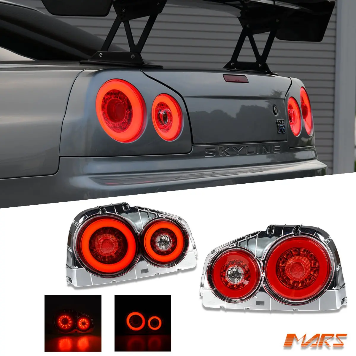 R35 Gtr Style Led 3D Stripe Tail Lights For Nissan R34 Skyline Coupe Gts-T Gt-R Gt-T Rb25det 1