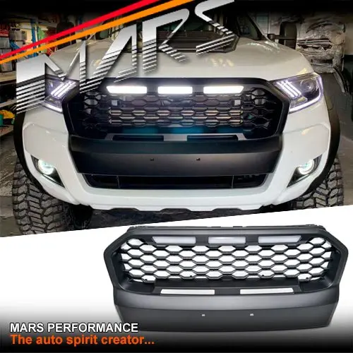 Raptor Mesh Style Matt Black Front Bumper Bar Grille Grill Bodykit & Drl Lights For Ford Ranger Px Mk2 & Wildtrak 1
