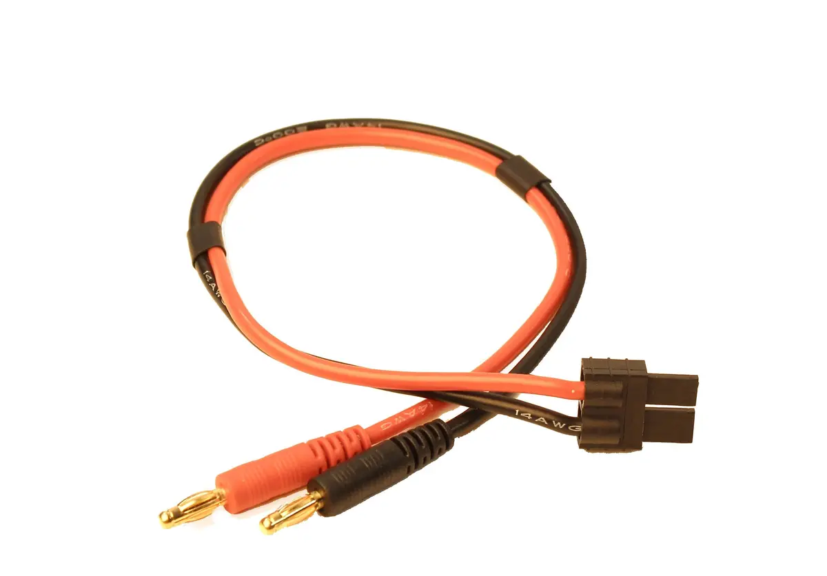 1621  Charge Adapter: Male Trx Hc To Male 4Mm Bullets-300Mm Wire 1